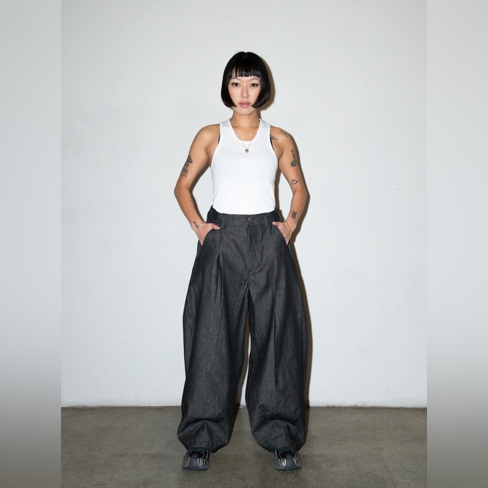 Street Grandma Super Wide Pants in Raw Denim